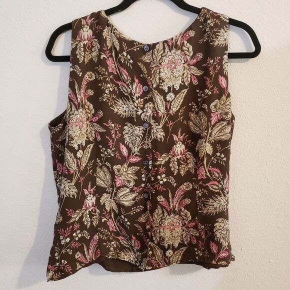 14 Charter Club sleeveless blouse button back - Picture 2 of 6